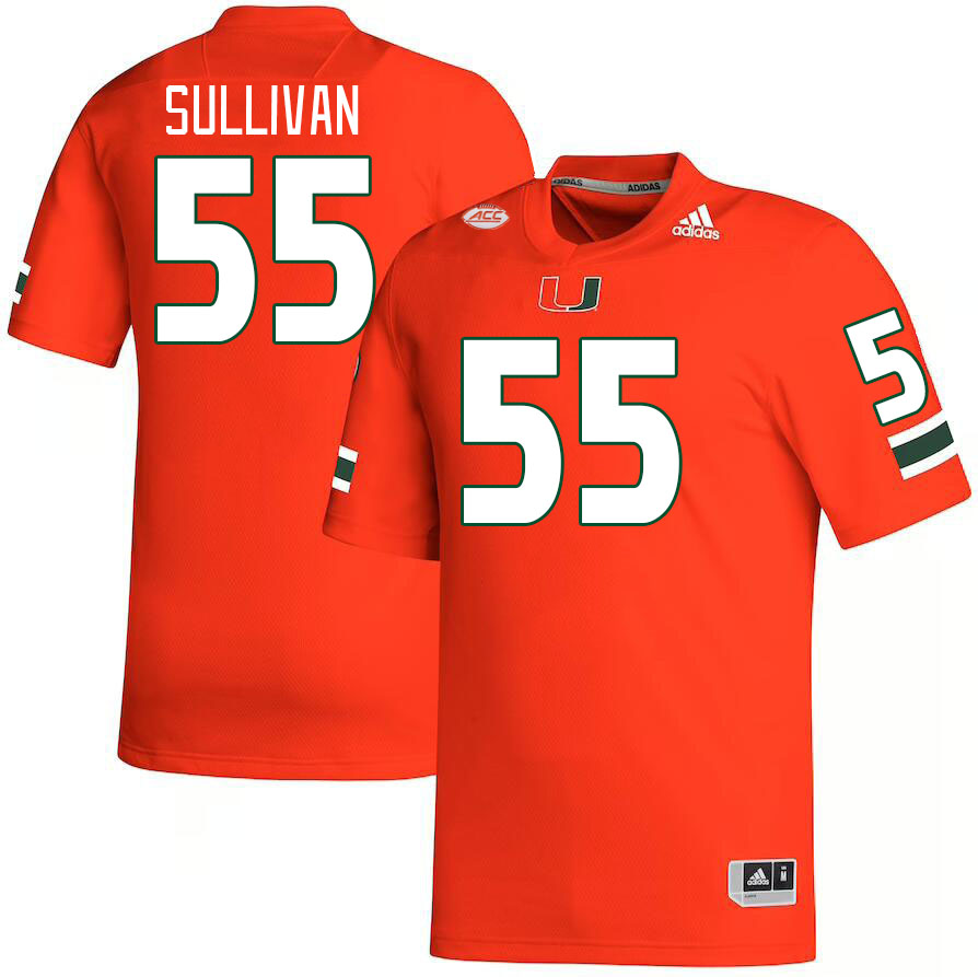 Men #55 Patrick Sullivan Miami Hurricanes College Football Jerseys Stitched-Orange